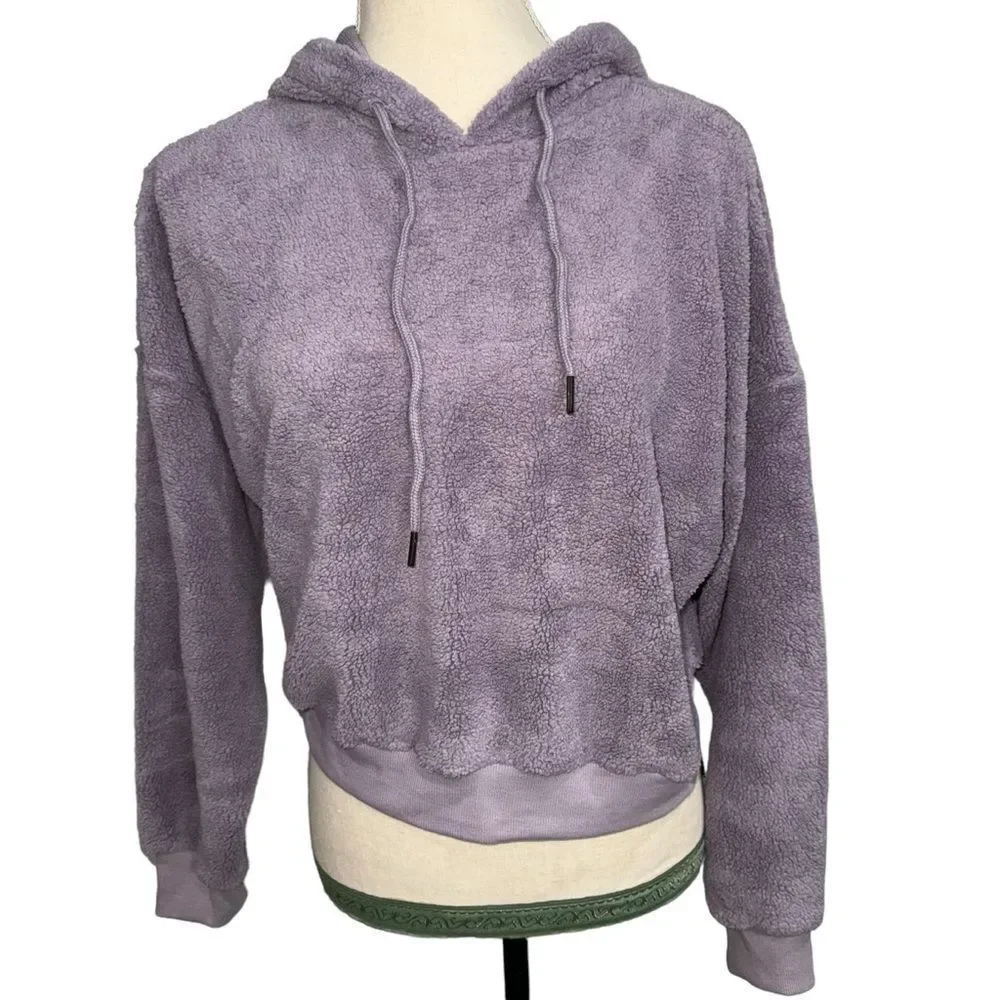 NWT Adore me Solid Purple Lounge cropped hoodie size L long sleeve drawstring